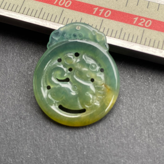 Vintage Dragon Natural transparent Guatemala Jadeite pendant Grade A Jade Blue gemstone men dragon Guatemalan jadeite pendant