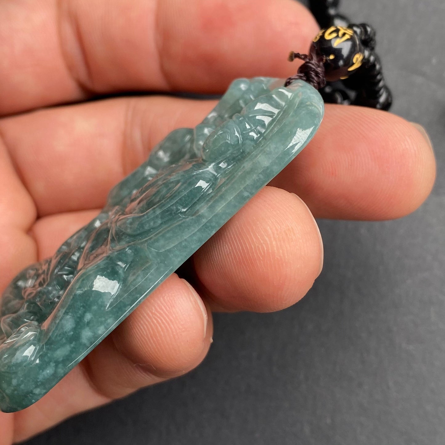 Natural snowflakes Blue Jadeite top Guatemalan jadeite Translucent Grade A jade Guan yin Buddha Kwan yin pendant Buddhism necklace jade gift