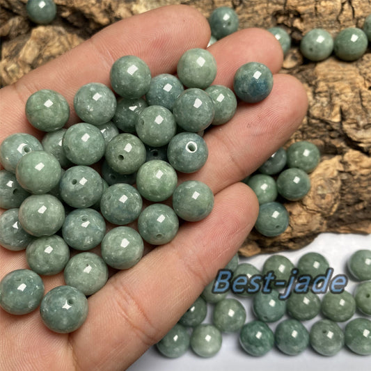 100pcs 3-13mm Grade A jade Natural Green Jadeite Round Beads type A jade DIY jewelry gift jadeite earrings Drop beaded 翡翠A货豆绿种珠子