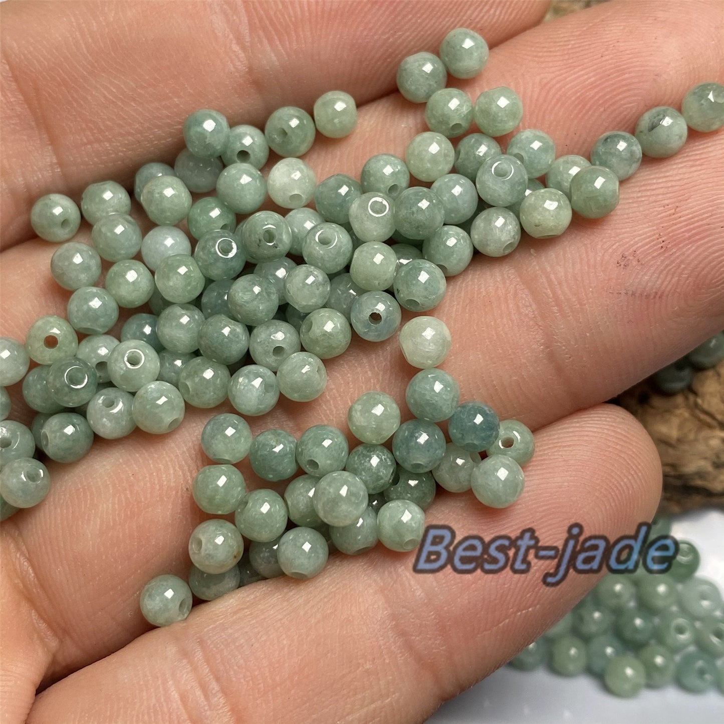 100pcs 3-13mm Grade A jade Natural Green Jadeite Round Beads type A jade DIY jewelry gift jadeite earrings Drop beaded 翡翠A货豆绿种珠子