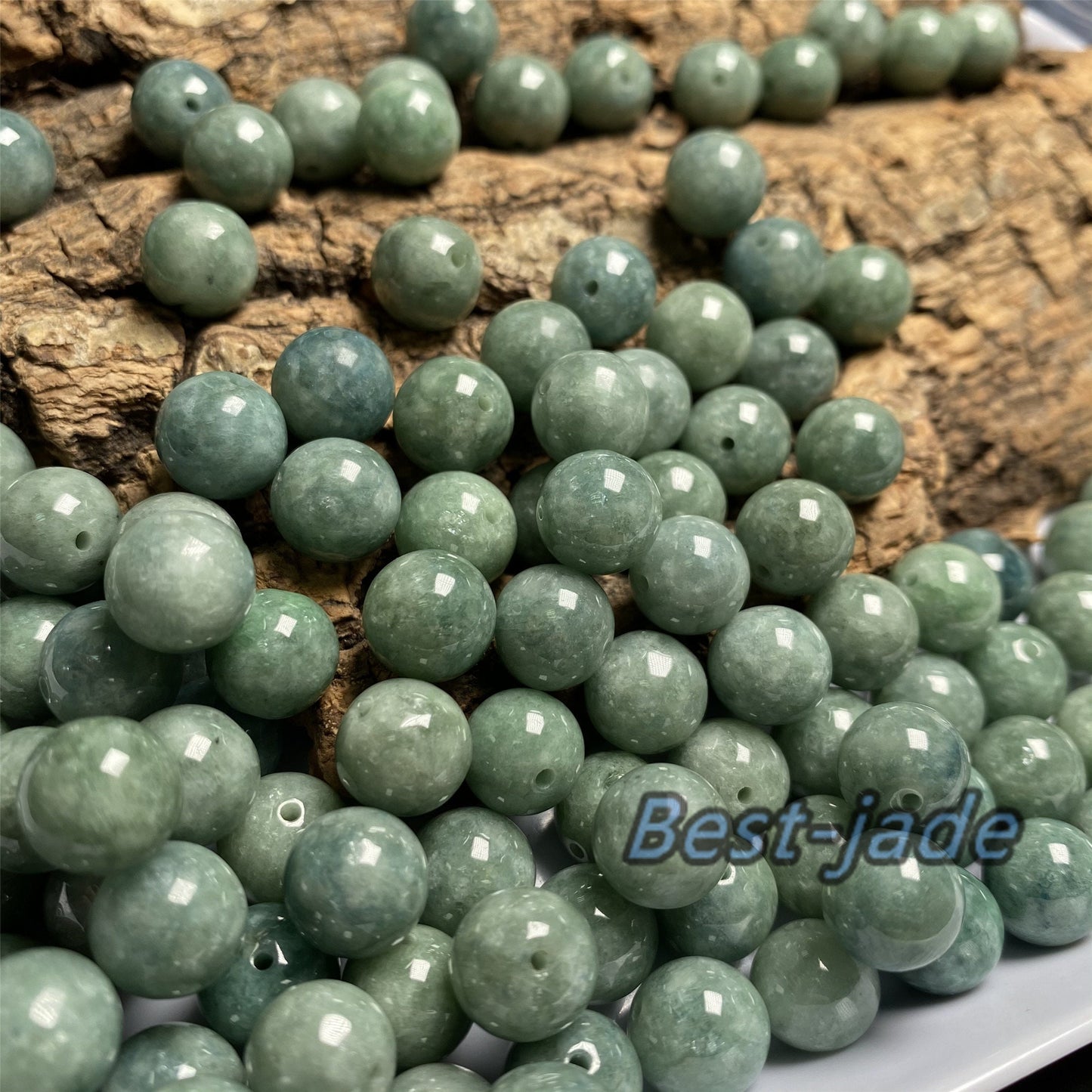 100pcs 3-13mm Grade A jade Natural Green Jadeite Round Beads type A jade DIY jewelry gift jadeite earrings Drop beaded 翡翠A货豆绿种珠子