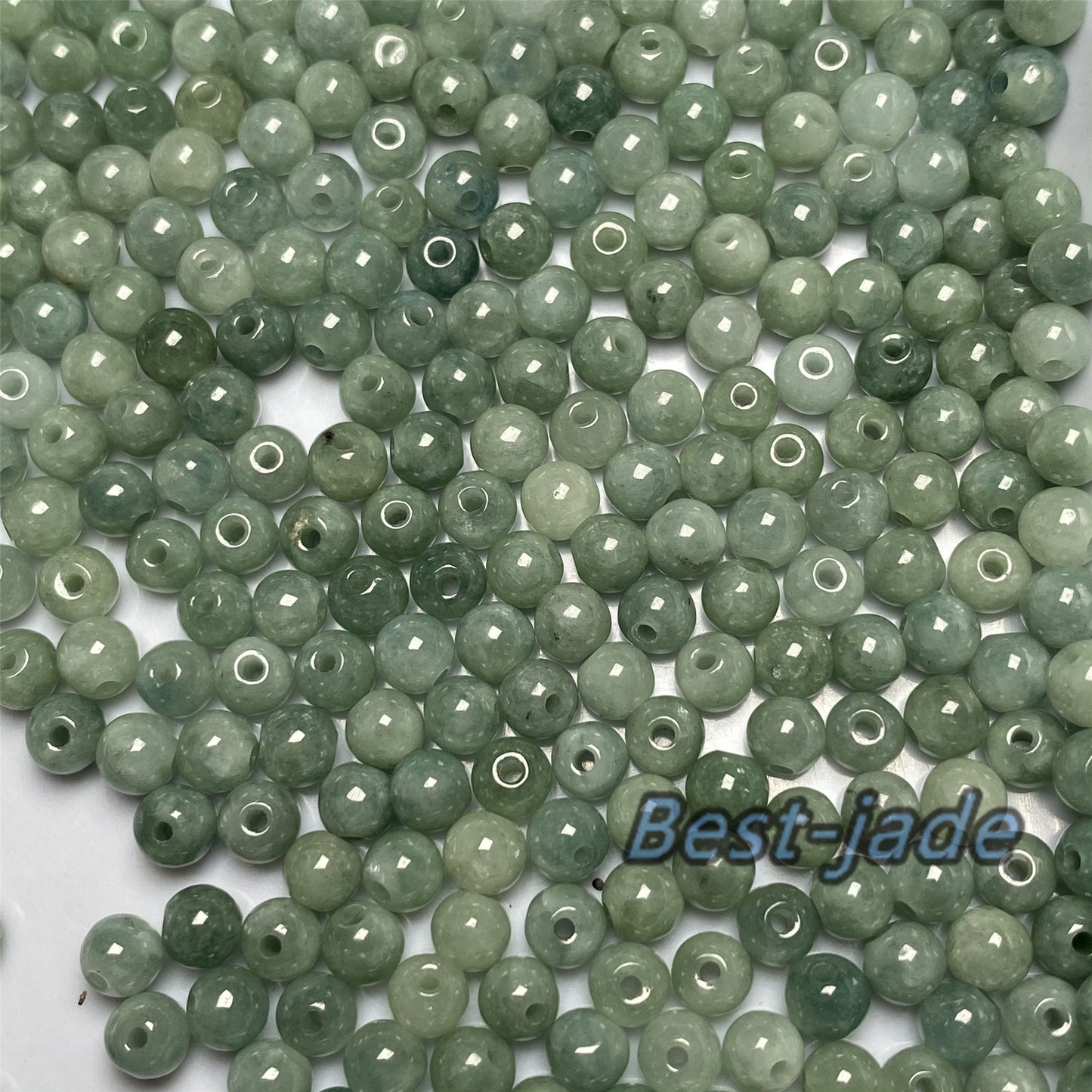 100pcs 3-13mm Grade A jade Natural Green Jadeite Round Beads type A jade DIY jewelry gift jadeite earrings Drop beaded 翡翠A货豆绿种珠子