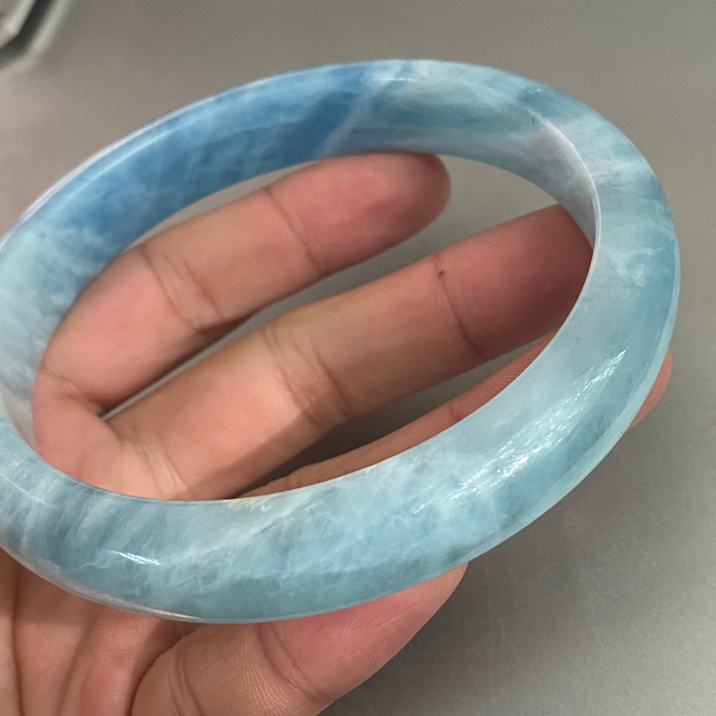 Huge 80.8mm Natural Solid Aquamarine Bangle Blue Quartz Crystal Gemstone Round Bracelet Bridal Bridesmaid Gifts Wedding Gifts Jewerly jade