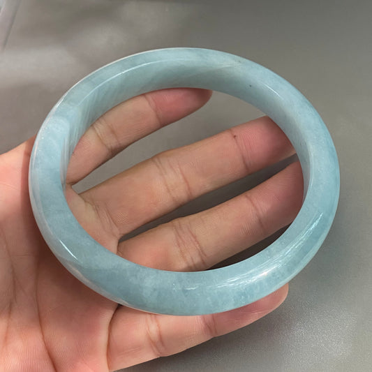 Huge 76.7mm Natural Solid Aquamarine Bangle Blue Quartz Crystal Gemstone Round Bracelet Bridal Bridesmaid Gifts Wedding Gifts Jewerly jade