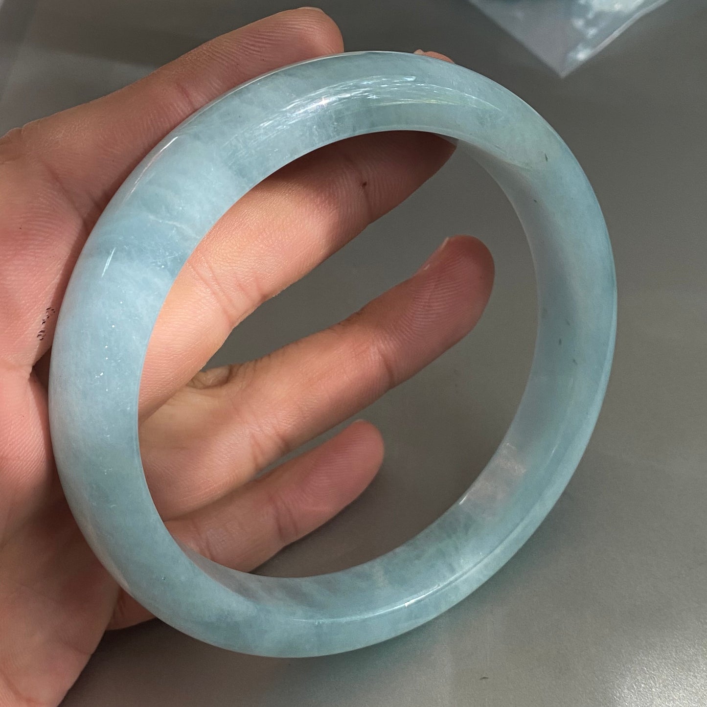 Huge 76.7mm Natural Solid Aquamarine Bangle Blue Quartz Crystal Gemstone Round Bracelet Bridal Bridesmaid Gifts Wedding Gifts Jewerly jade