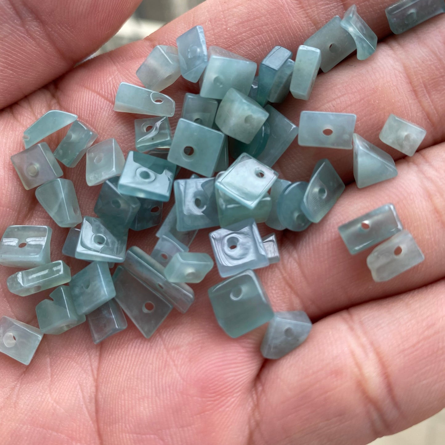 Beautiful Natural Guatemalan jadeite Translucent Blue Grade A jade loose beaded Guatemala jade bead stone Jewelry jade gift