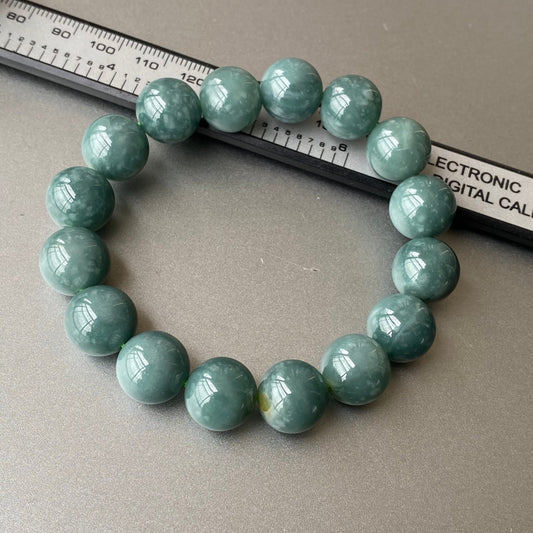 Beautiful Natural Guatemalan jadeite Translucent Blue Grade A jade Round beaded bracelet  Guatemala jade Female Jewelry jade gift