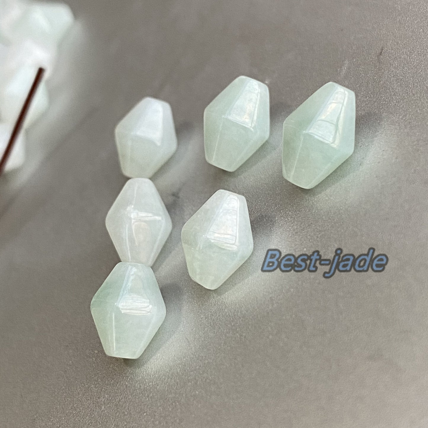 Natural Grade A Jade rhombus shape Beaded Burma Jade Ice Green Myanmar Jadeite Tube diamond  DIY Beads earrings drop Jewelry gift