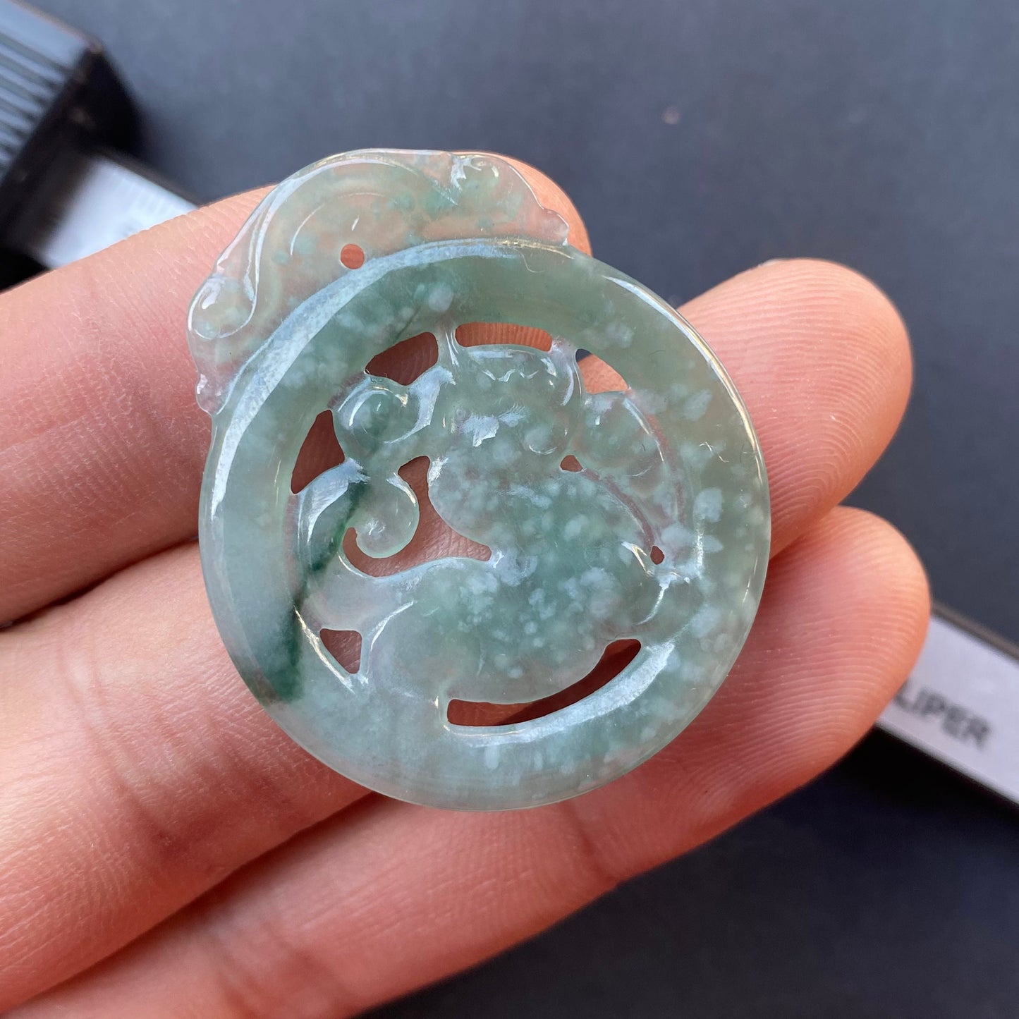 Vintage Dragon Natural transparent Guatemala Jadeite pendant Grade A Jade Blue gemstone men dragon Guatemalan jadeite pendant