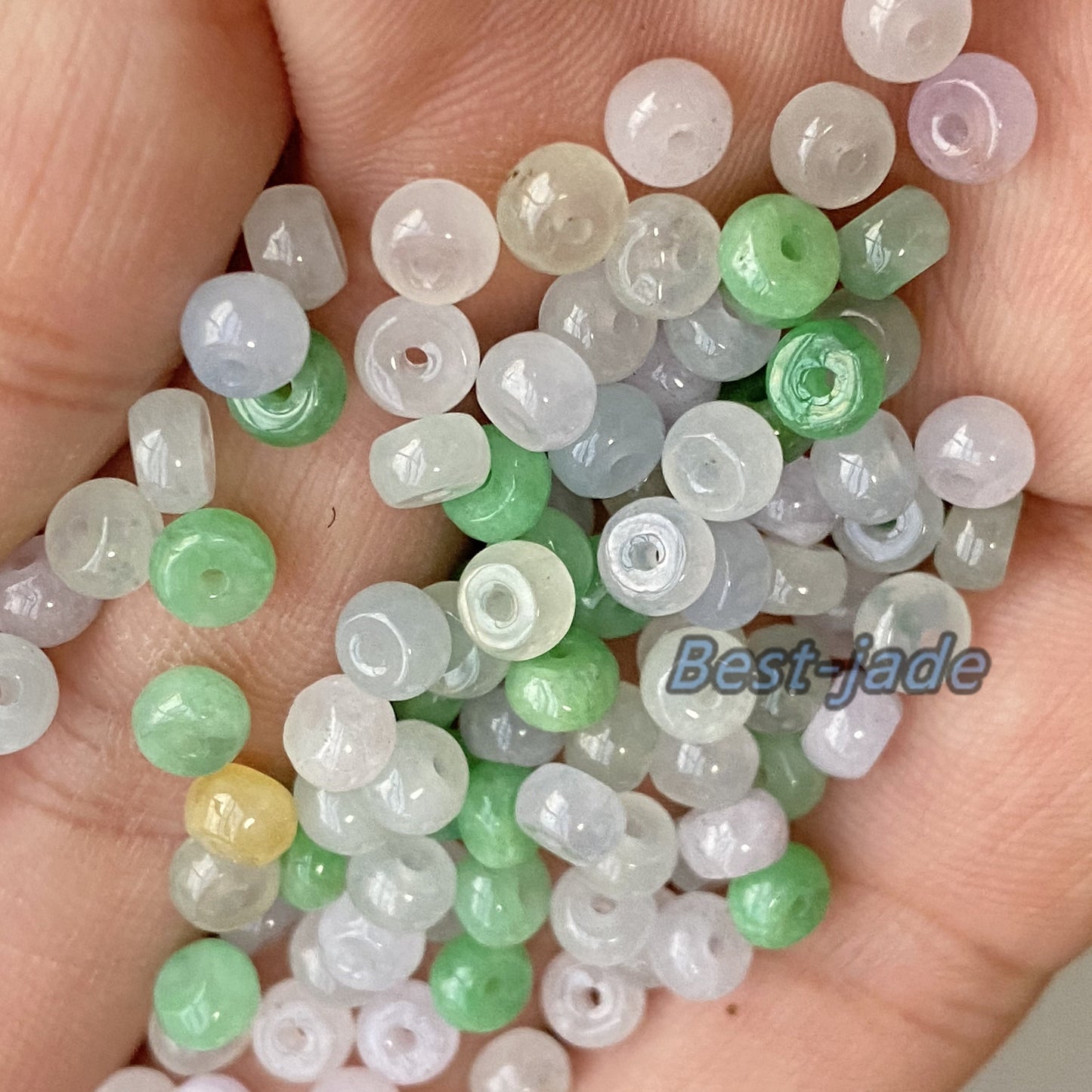 10Pcs lot 3x5mm Transparent Lucky Doughnut Beaded Natural Green Grade A Jade Burma Jadeite Flat Donut Beads DIY necklace Jadeit