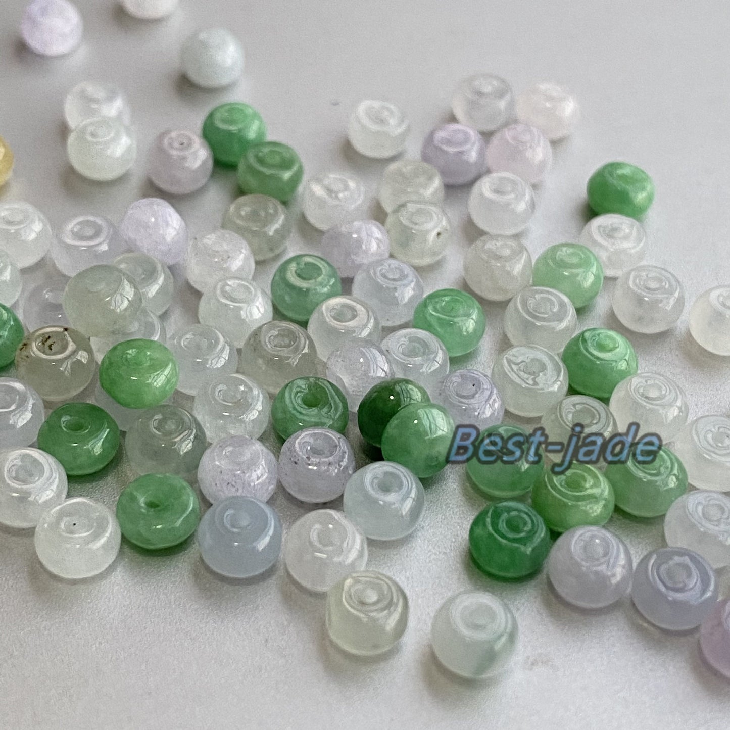 10Pcs lot 3x5mm Transparent Lucky Doughnut Beaded Natural Green Grade A Jade Burma Jadeite Flat Donut Beads DIY necklace Jadeit