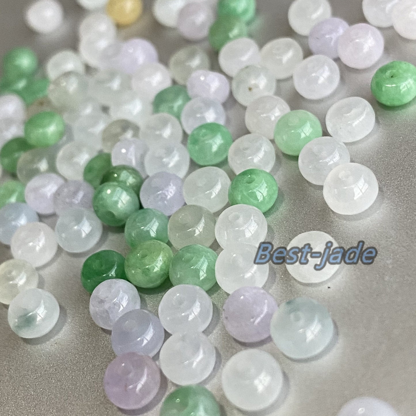 10Pcs lot 3x5mm Transparent Lucky Doughnut Beaded Natural Green Grade A Jade Burma Jadeite Flat Donut Beads DIY necklace Jadeit