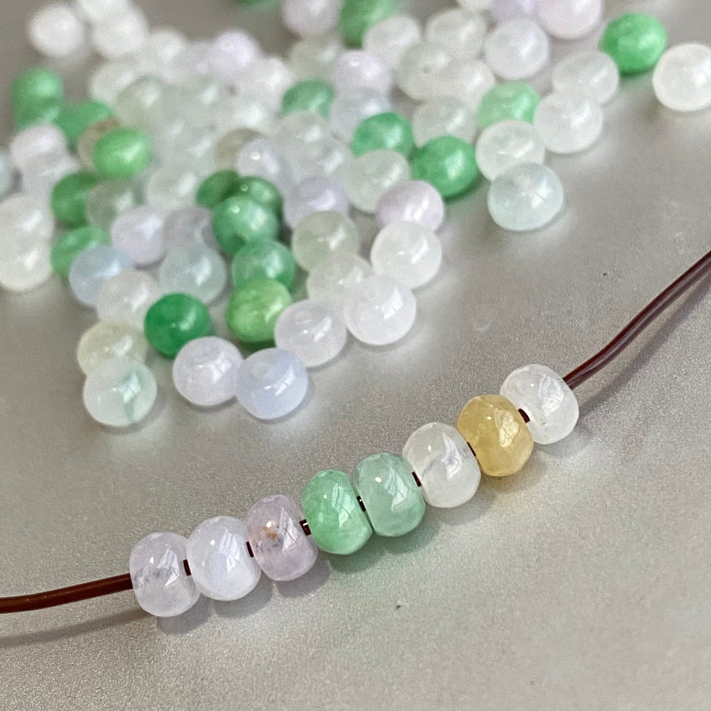 10Pcs lot 3x5mm Transparent Lucky Doughnut Beaded Natural Green Grade A Jade Burma Jadeite Flat Donut Beads DIY necklace Jadeit