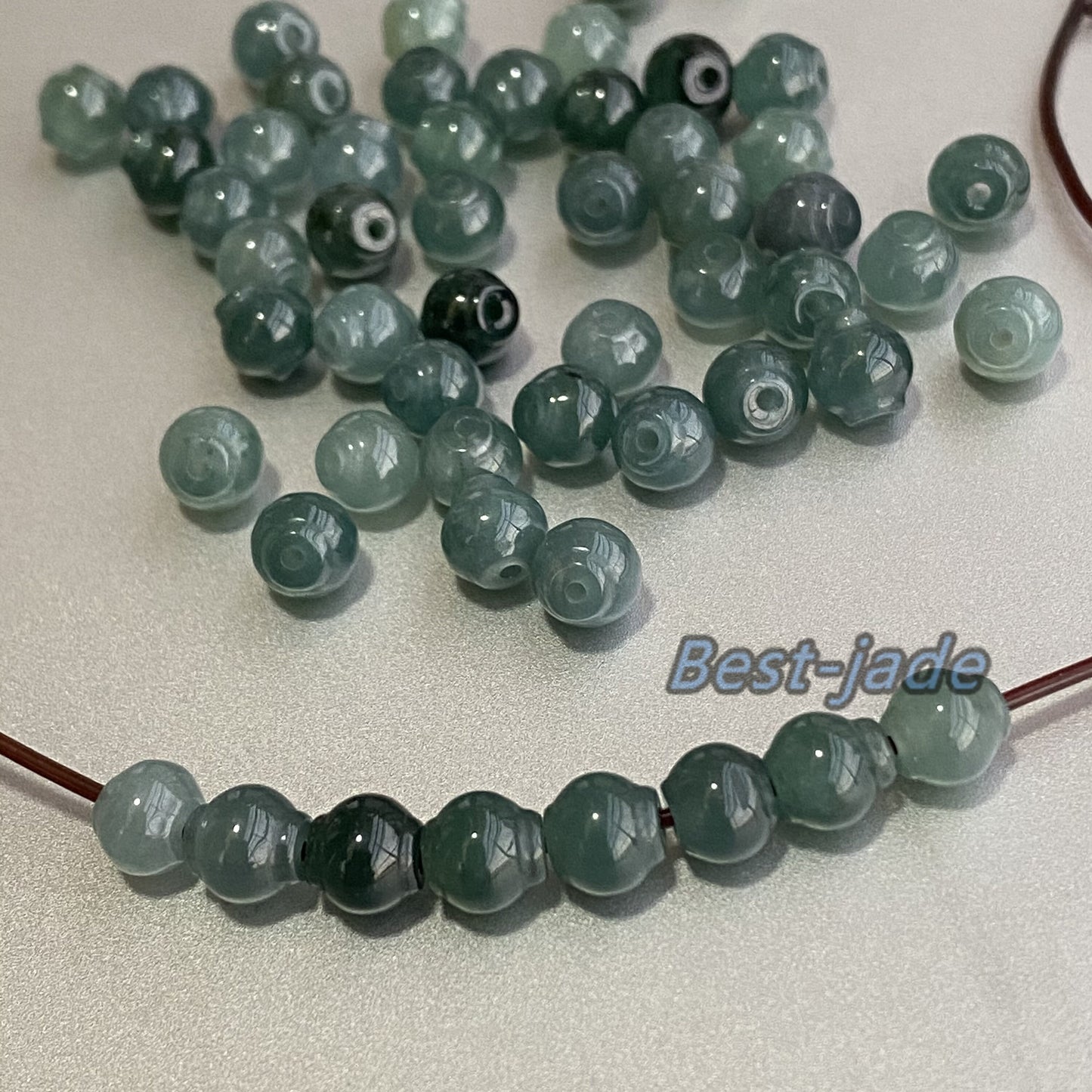 Natural Grade A Jade Small Lantern shape Beaded Blue Jade Ice Green Jadeite Tube DIY Beads earrings drop Jewelry gift