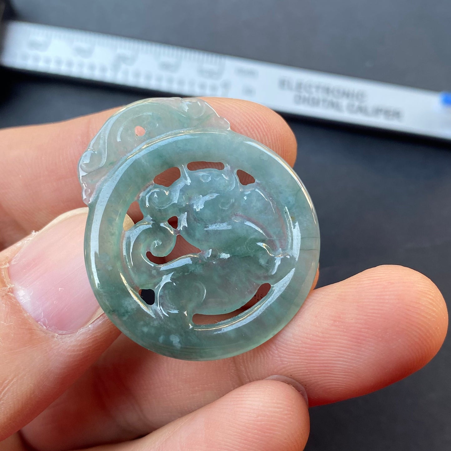 Vintage Dragon Natural transparent Guatemala Jadeite pendant Grade A Jade Blue gemstone men dragon Guatemalan jadeite pendant