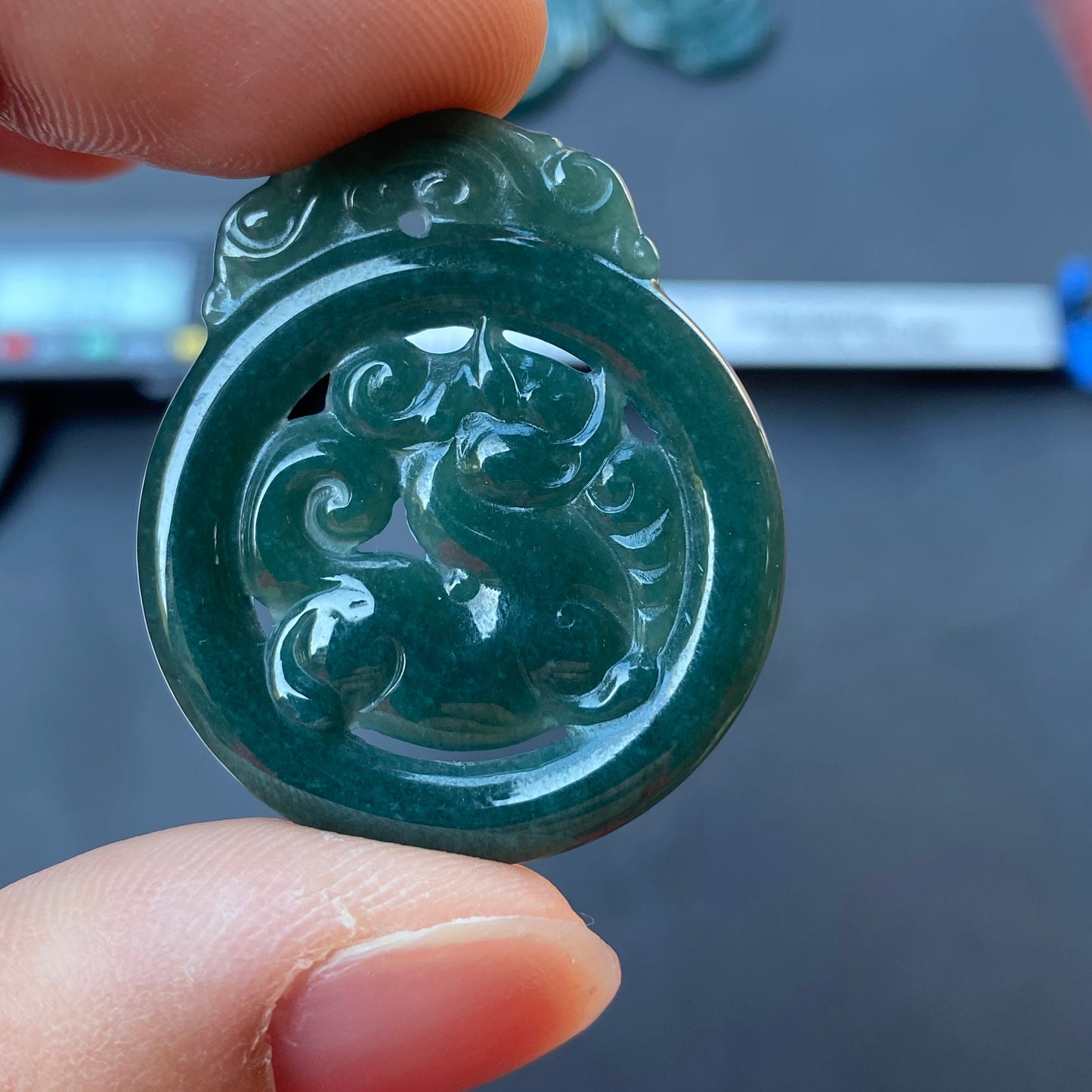 Vintage Dragon Natural transparent Guatemala Jadeite pendant Grade A Jade Blue gemstone men dragon Guatemalan jadeite pendant