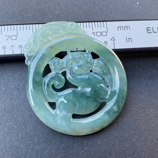 Vintage Dragon Natural transparent Guatemala Jadeite pendant Grade A Jade Blue gemstone men dragon Guatemalan jadeite pendant