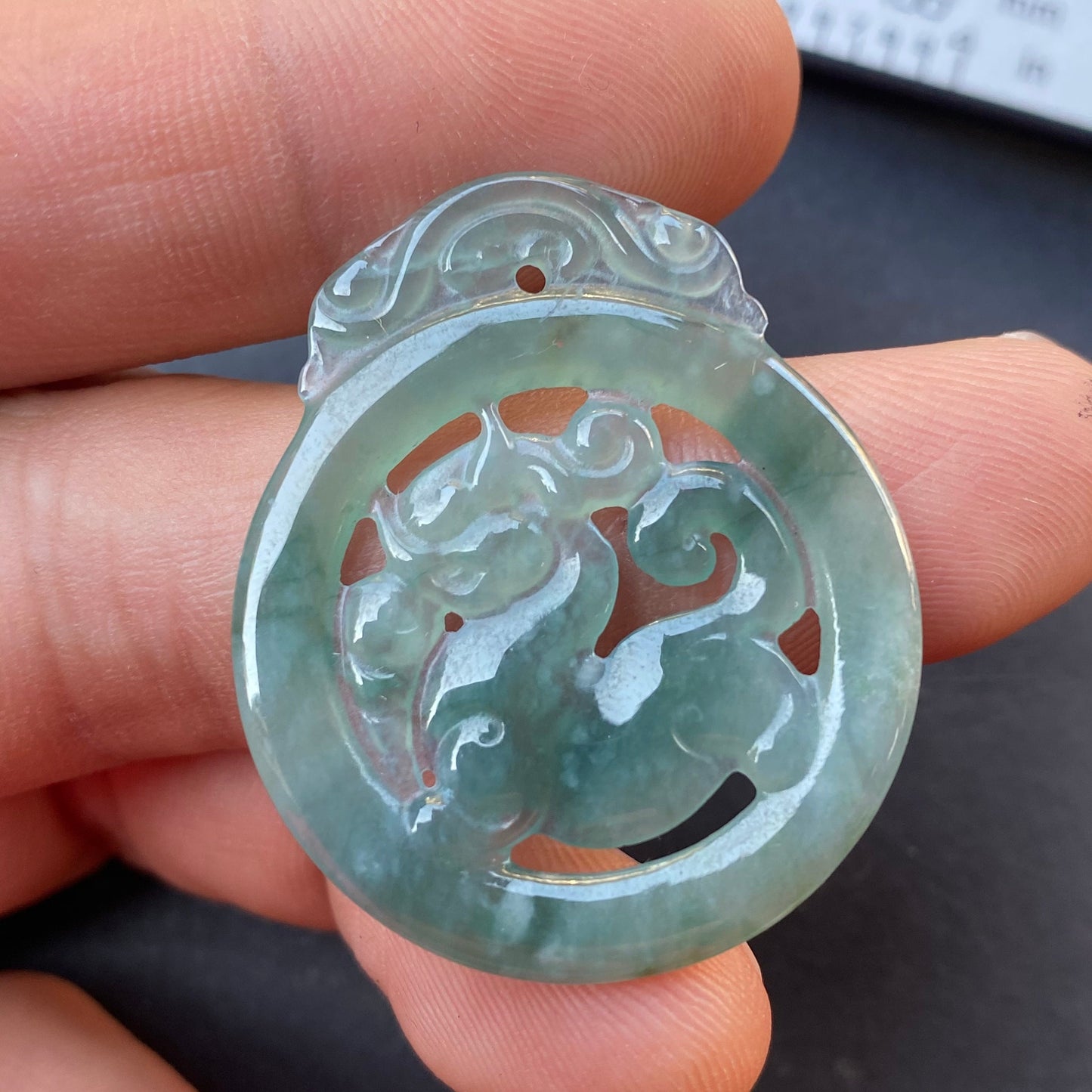 Vintage Dragon Natural transparent Guatemala Jadeite pendant Grade A Jade Blue gemstone men dragon Guatemalan jadeite pendant