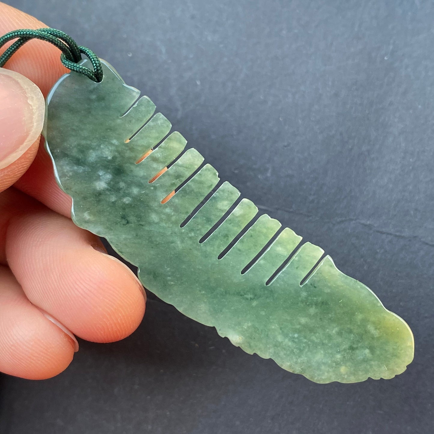 Vintage Dragon Comb Natural Green transparent Guatemala Jadeite pendant Grade A Jade Blue gemstone dragon Guatemalan jadeite pendant