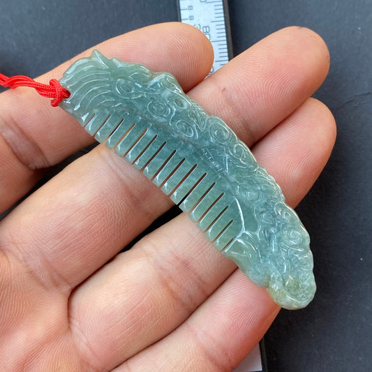 Vintage Dragon Comb Natural Green transparent Guatemala Jadeite pendant Grade A Jade gemstone dragon Guatemalan jadeite pendant Jewelry gift