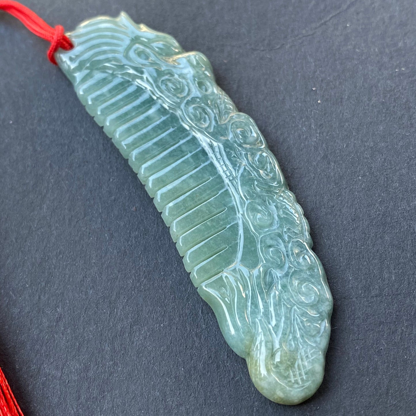 Vintage Dragon Comb Natural Green transparent Guatemala Jadeite pendant Grade A Jade gemstone dragon Guatemalan jadeite pendant Jewelry gift