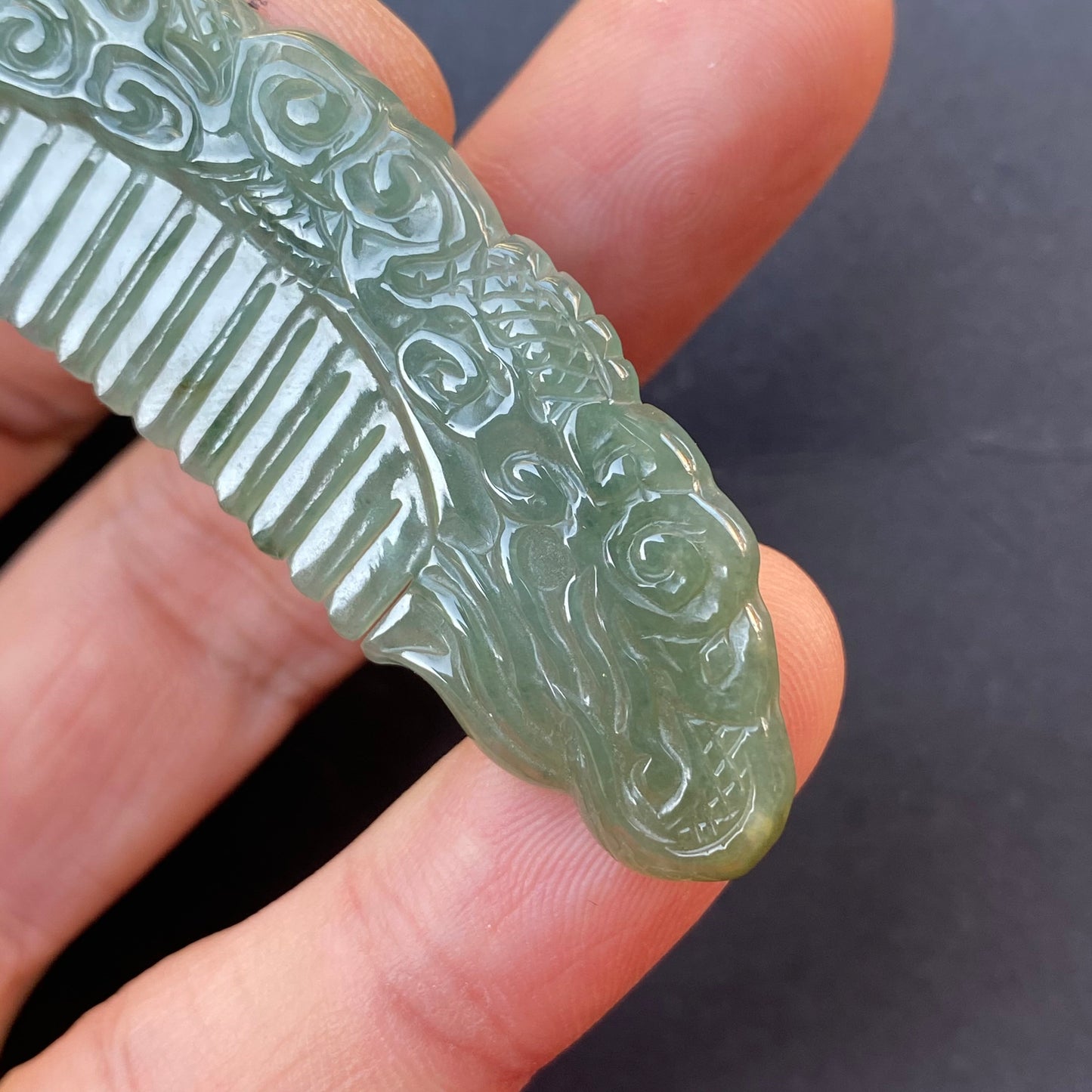 Vintage Dragon Comb Natural Green transparent Guatemala Jadeite pendant Grade A Jade gemstone dragon Guatemalan jadeite pendant Jewelry gift