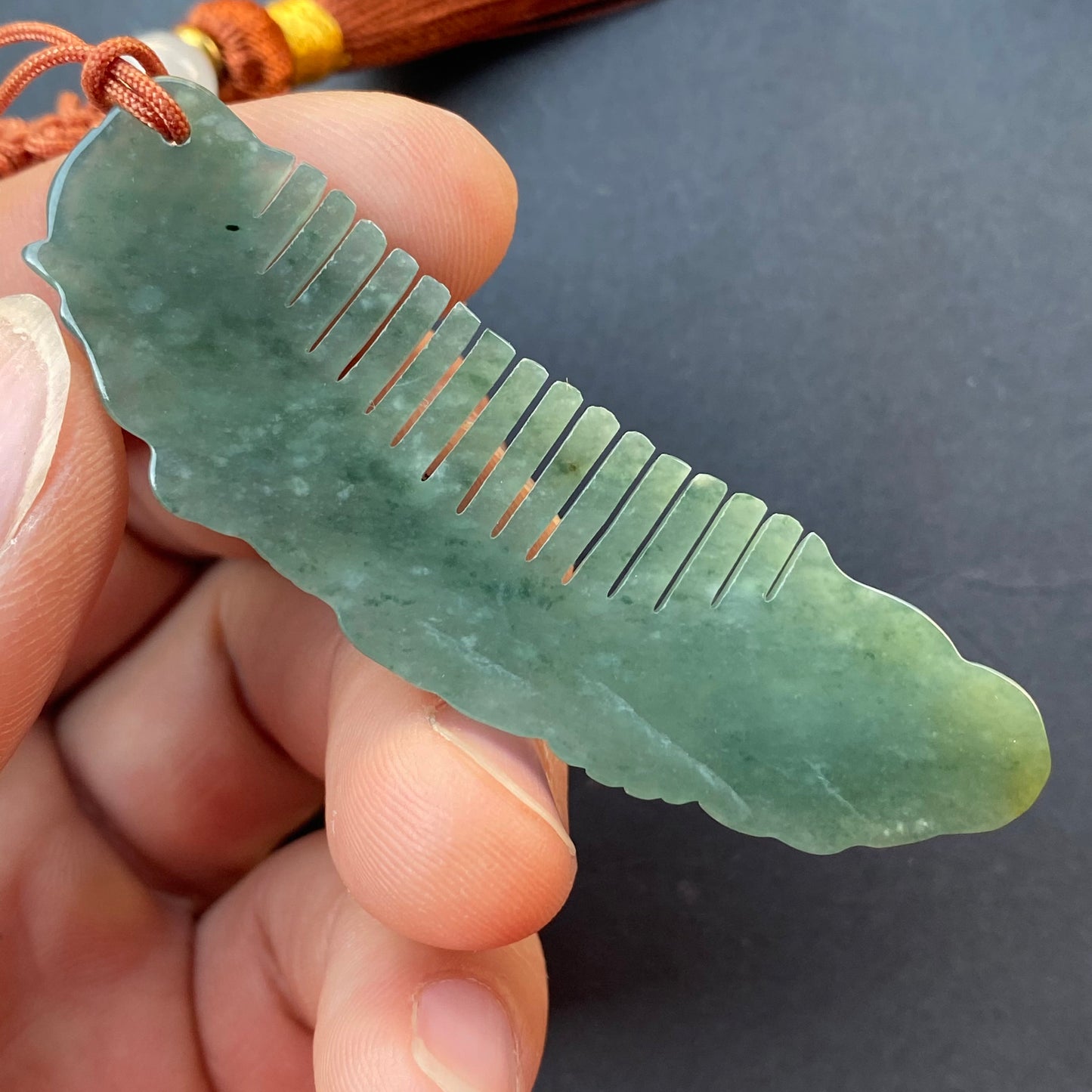 Vintage Dragon Comb Natural Green transparent Guatemala Jadeite pendant Grade A Jade gemstone dragon Guatemalan jadeite pendant Jewelry gift