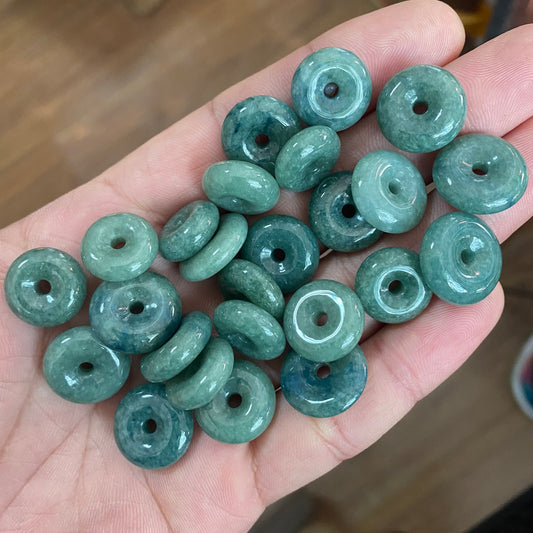 Donut jadeite Natural Green Grade A Jade ICE Jadeite Round Beads doughnut baby pendant necklace earrings Burma Myanmar Jadeite 翡翠A货