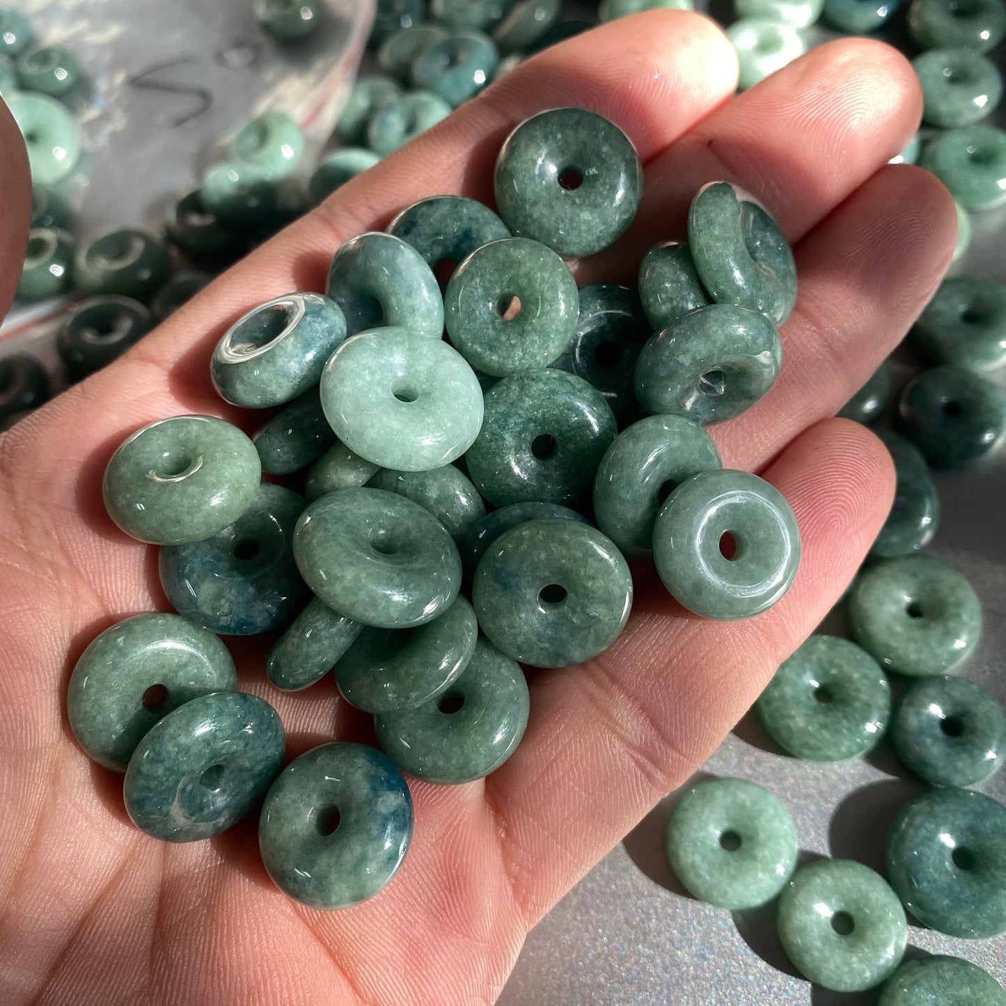 Donut jadeite Natural Green Grade A Jade ICE Jadeite Round Beads doughnut baby pendant necklace earrings Burma Myanmar Jadeite 翡翠A货