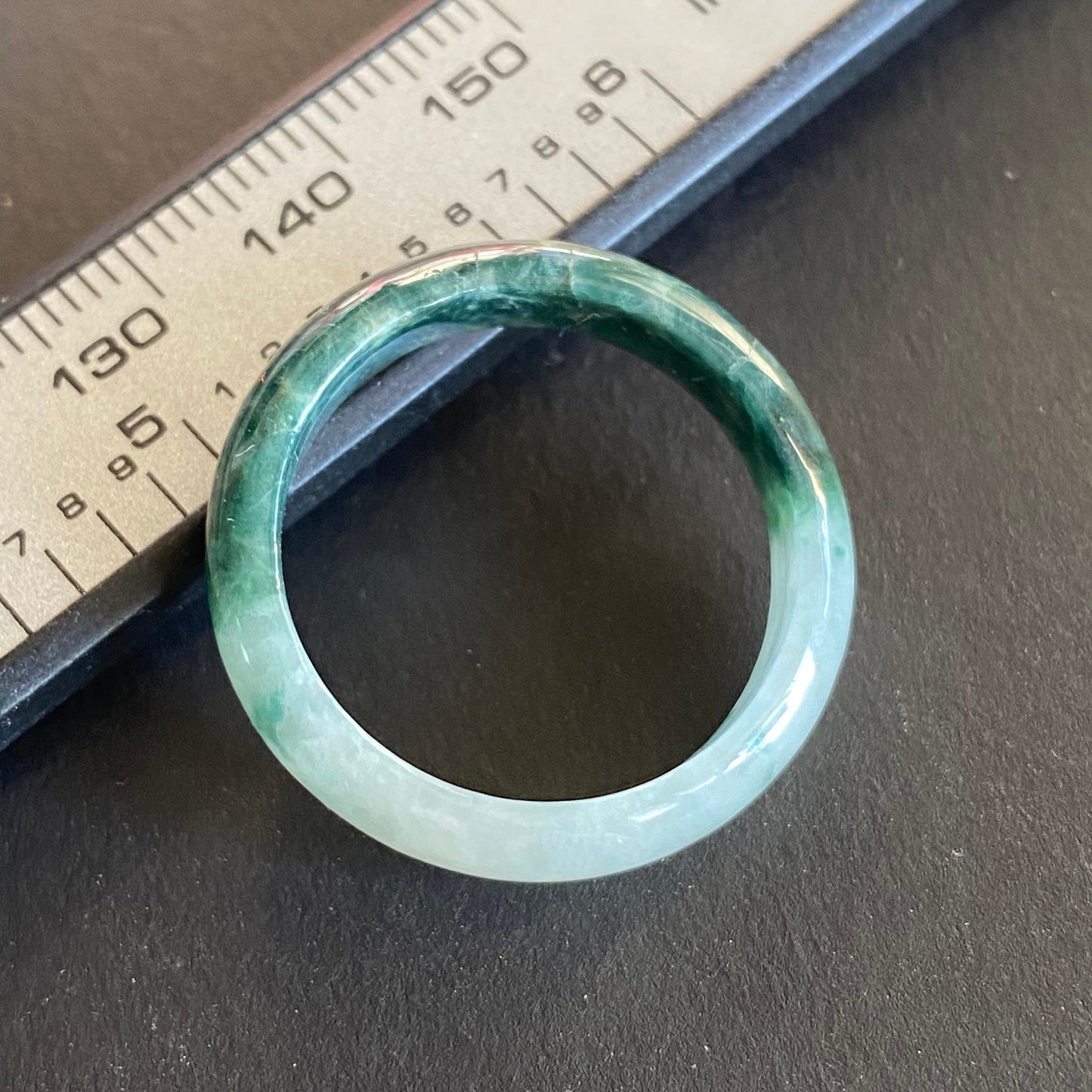 20.1mm green  flower Grade A jade Narrow Band Ring Natural Real Jadeite Hand carved bead gemstone Burma Lady jadeware rings Type A stone