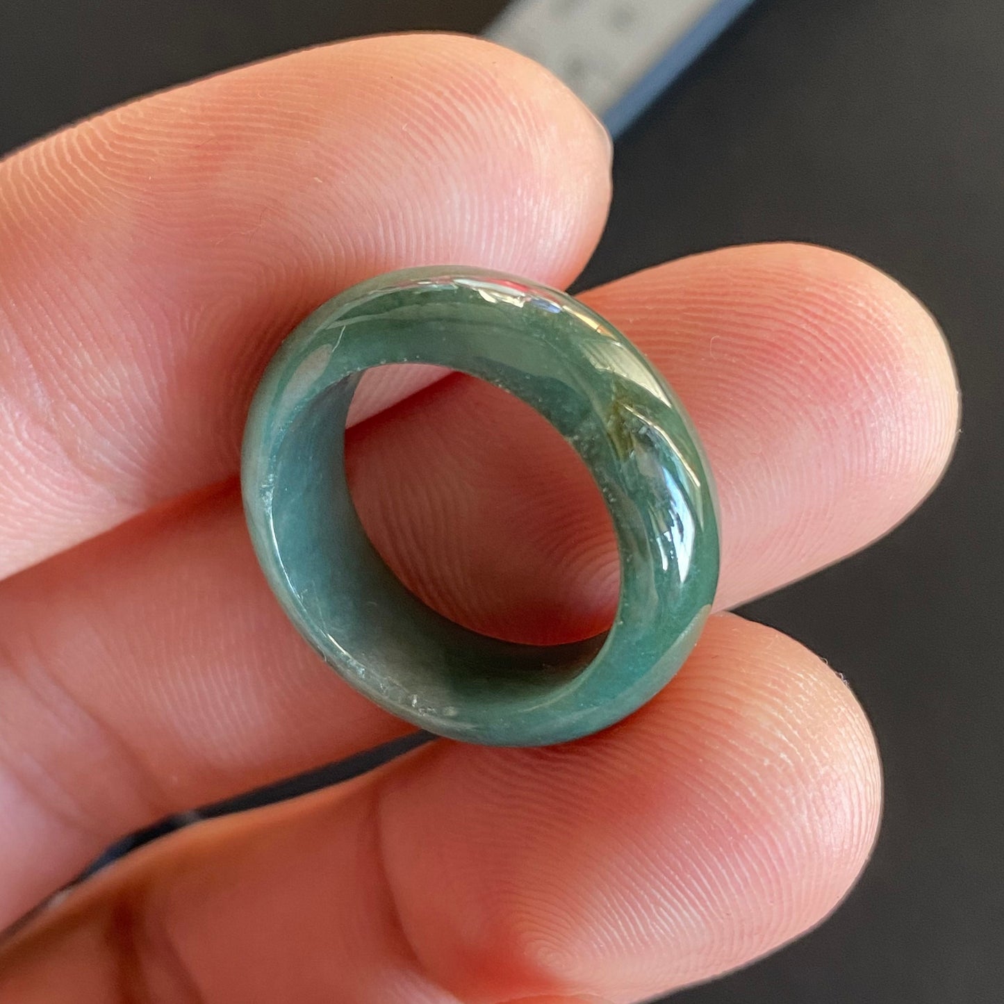 US size6 green flower Grade A jade Narrow Band Ring Natural Real Jadeite Hand carved bead gemstone Burma Lady jadeware rings Type A stone