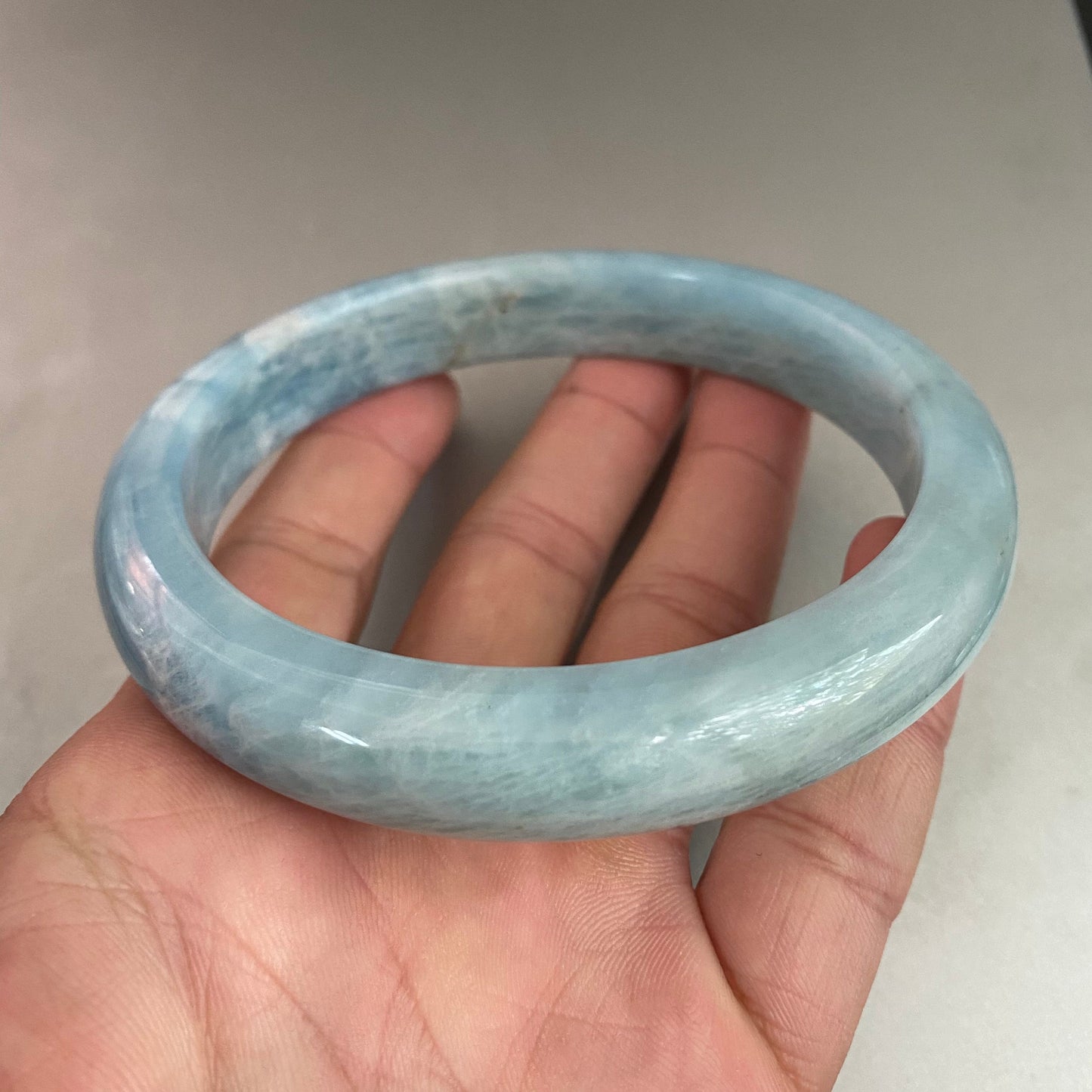 Big 76.7mm Natural Solid Aquamarine Bangle Blue Quartz Crystal Gemstone Round Bracelet Bridal Bridesmaid Gifts Wedding Gifts Jewerly jade