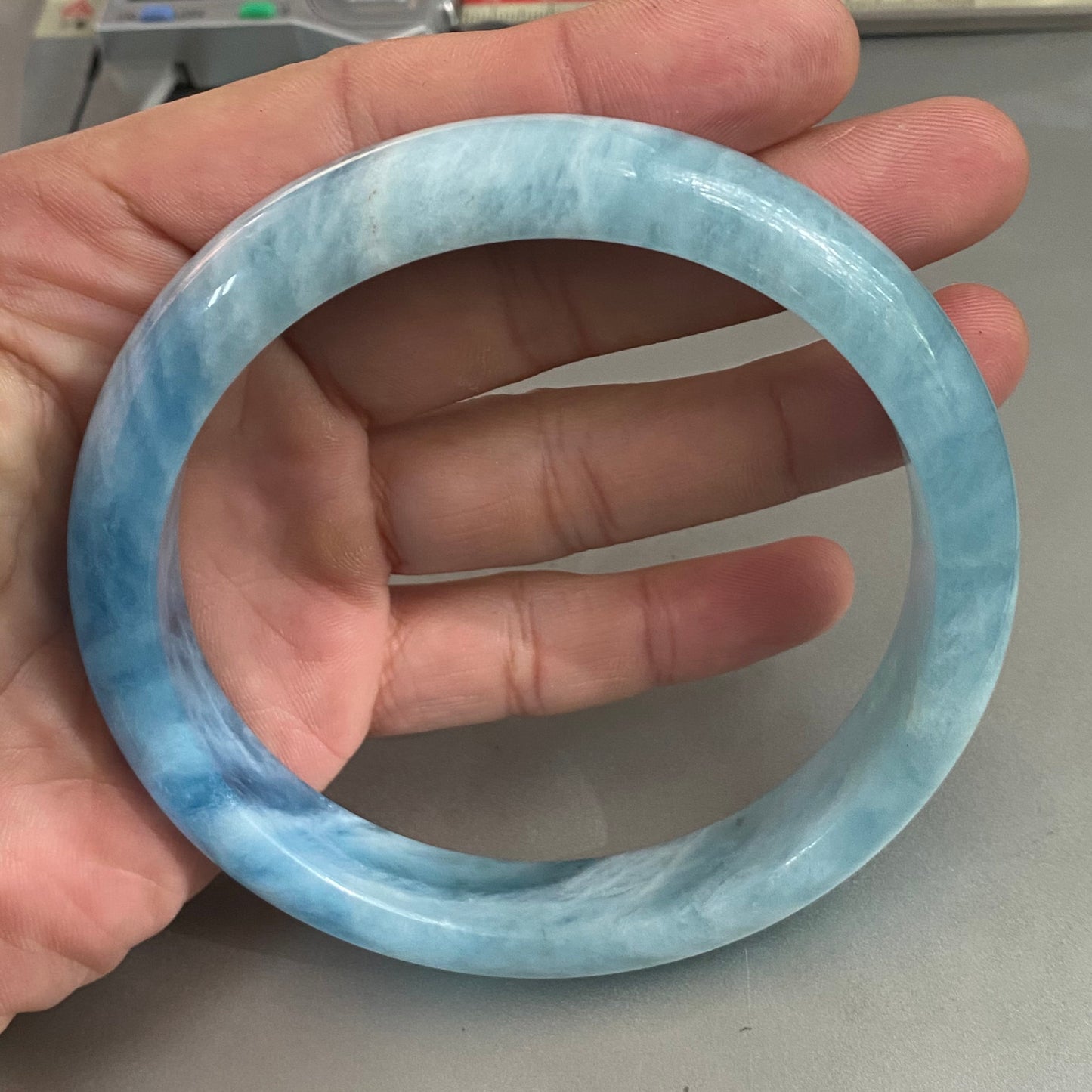 Huge 80.8mm Natural Solid Aquamarine Bangle Blue Quartz Crystal Gemstone Round Bracelet Bridal Bridesmaid Gifts Wedding Gifts Jewerly jade