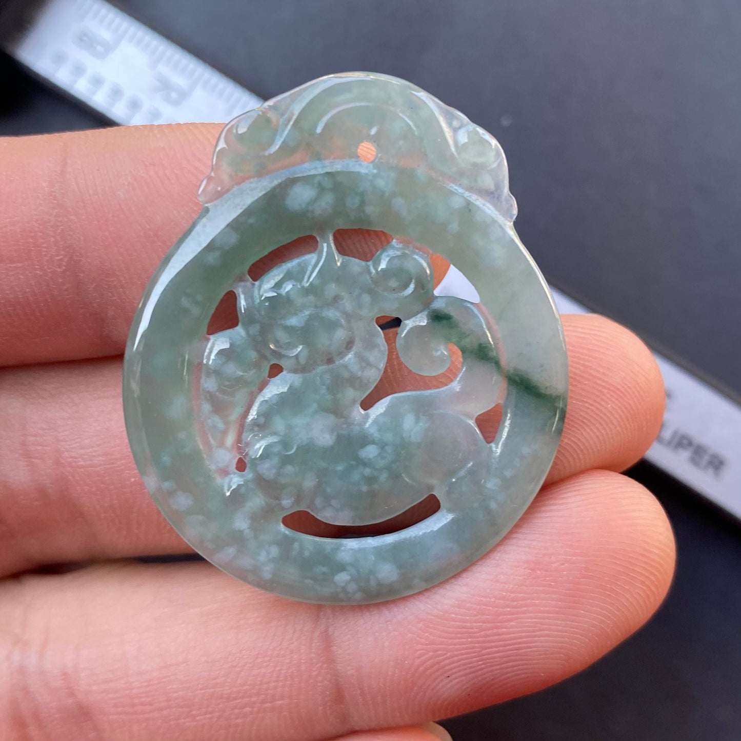 Vintage Dragon Natural transparent Guatemala Jadeite pendant Grade A Jade Blue gemstone men dragon Guatemalan jadeite pendant