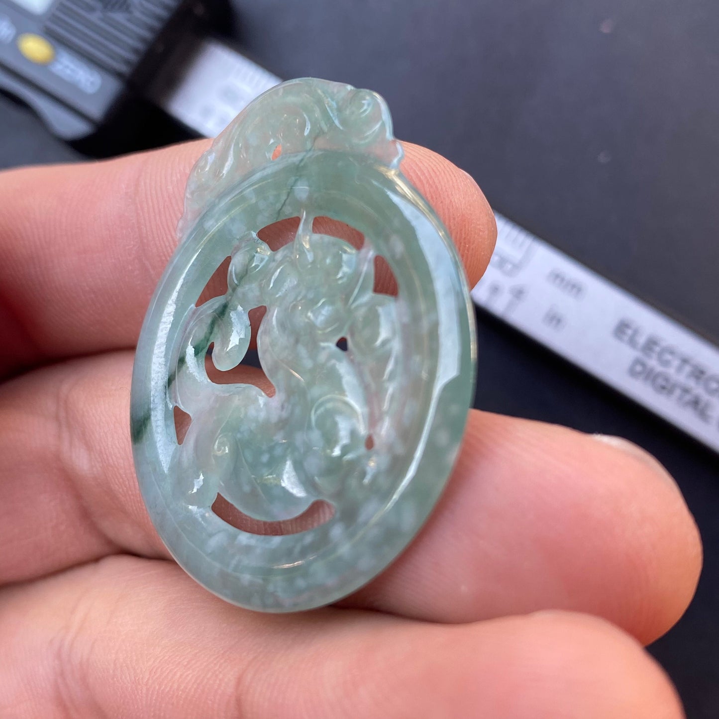 Vintage Dragon Natural transparent Guatemala Jadeite pendant Grade A Jade Blue gemstone men dragon Guatemalan jadeite pendant