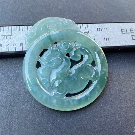 Vintage Dragon Natural transparent Guatemala Jadeite pendant Grade A Jade Blue gemstone men dragon Guatemalan jadeite pendant