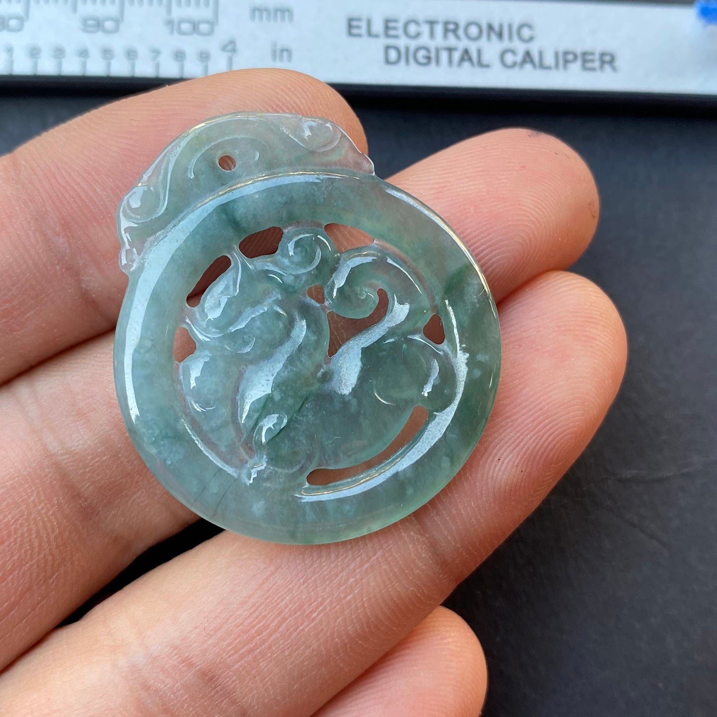 Vintage Dragon Natural transparent Guatemala Jadeite pendant Grade A Jade Blue gemstone men dragon Guatemalan jadeite pendant