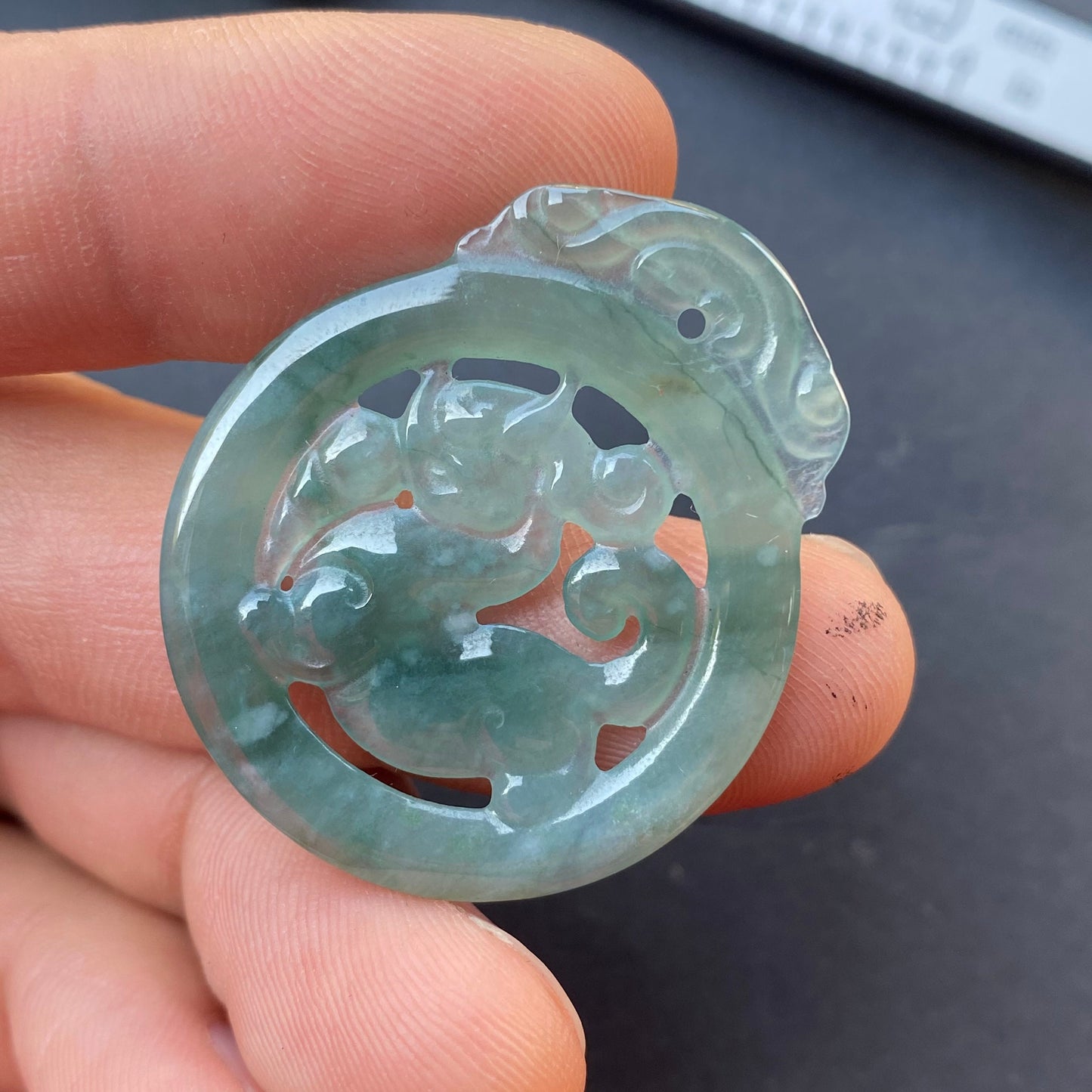 Vintage Dragon Natural transparent Guatemala Jadeite pendant Grade A Jade Blue gemstone men dragon Guatemalan jadeite pendant