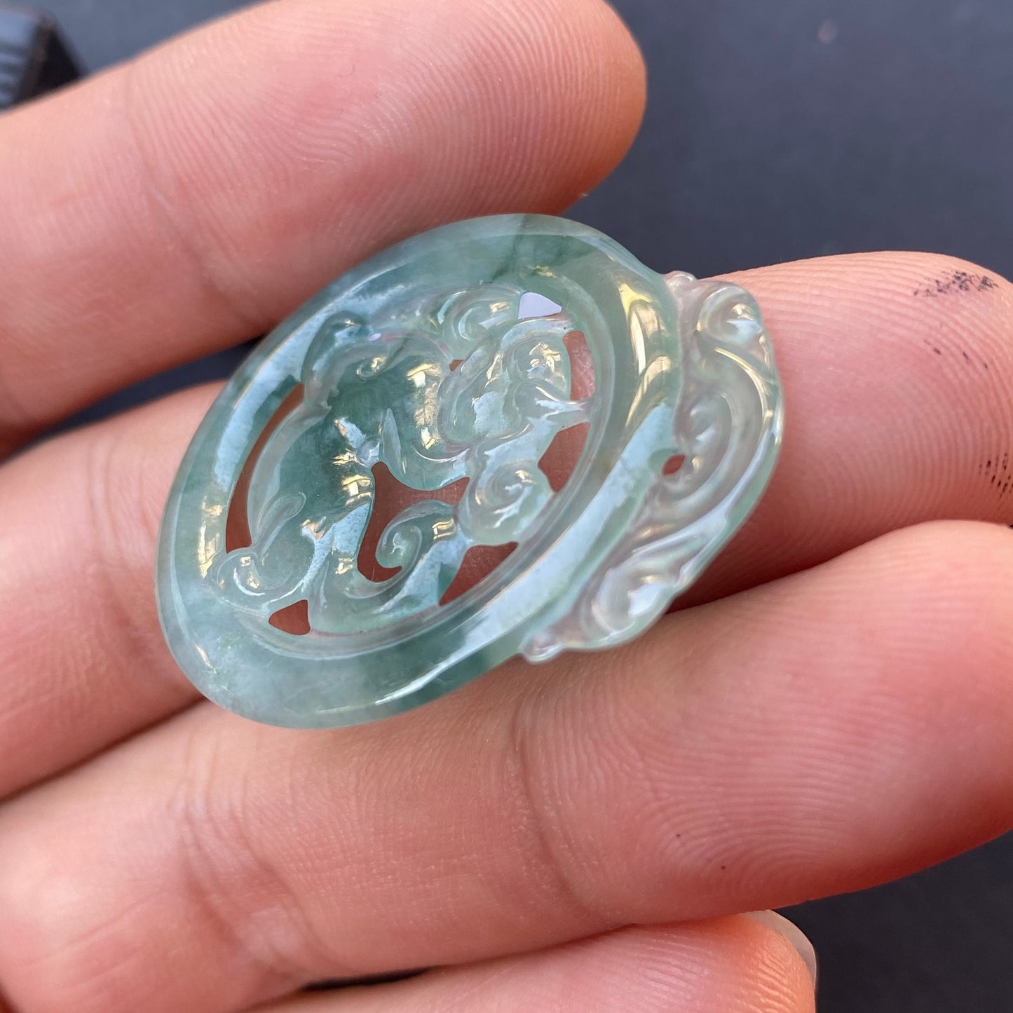 Vintage Dragon Natural transparent Guatemala Jadeite pendant Grade A Jade Blue gemstone men dragon Guatemalan jadeite pendant