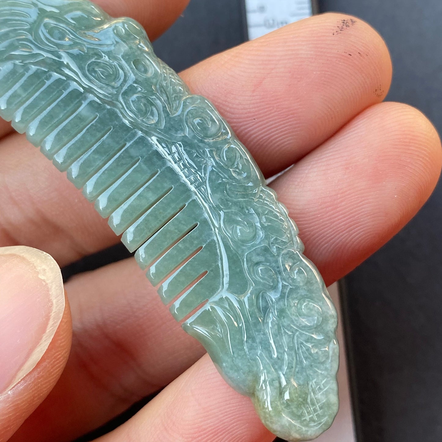 Vintage Dragon Comb Natural Green transparent Guatemala Jadeite pendant Grade A Jade gemstone dragon Guatemalan jadeite pendant Jewelry gift