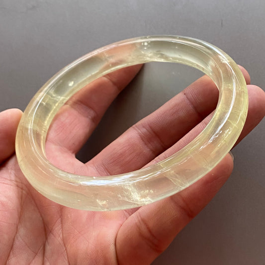 Huge 78mm Natural Citrine Clear Yellow Quartz Round BANGLE  crystal bracelet Translucent topaz Rock craterites Chain A jade stone gift