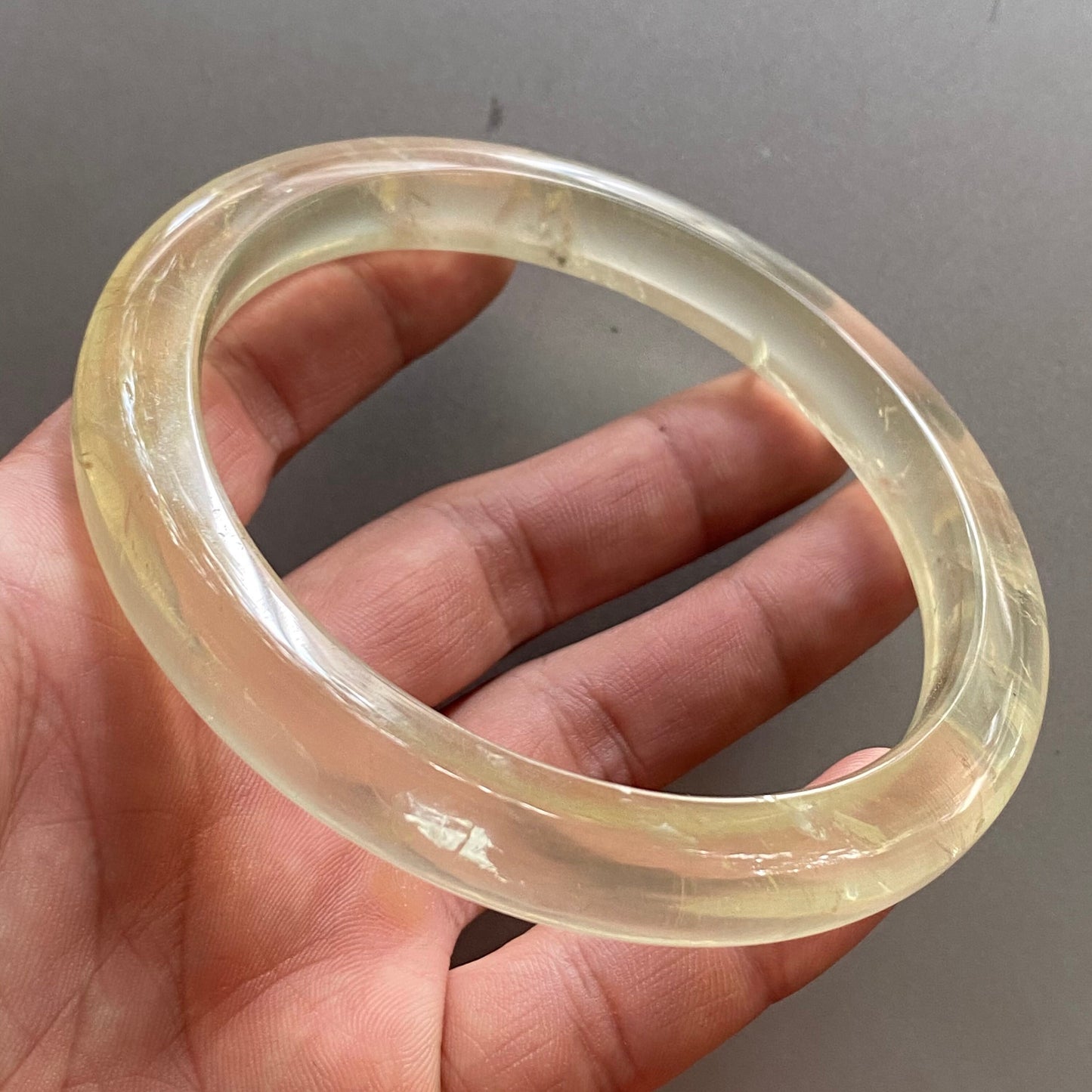 Huge 78mm Natural Citrine Clear Yellow Quartz Round BANGLE  crystal bracelet Translucent topaz Rock craterites Chain A jade stone gift