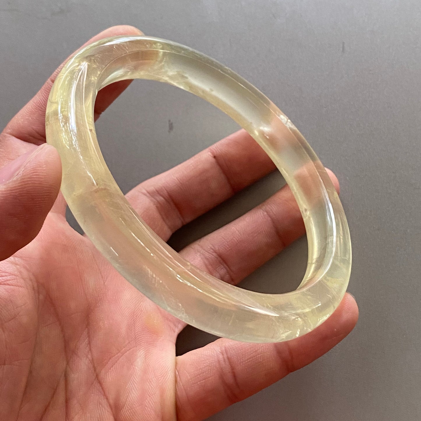 Huge 78mm Natural Citrine Clear Yellow Quartz Round BANGLE  crystal bracelet Translucent topaz Rock craterites Chain A jade stone gift