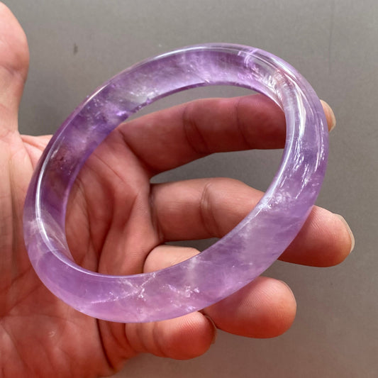 Huge size 78.8mm Natural Amethyst Round BANGLE amethystine bracelet Translucent Purple Quartz lavender crystal Chain A jade stone gift