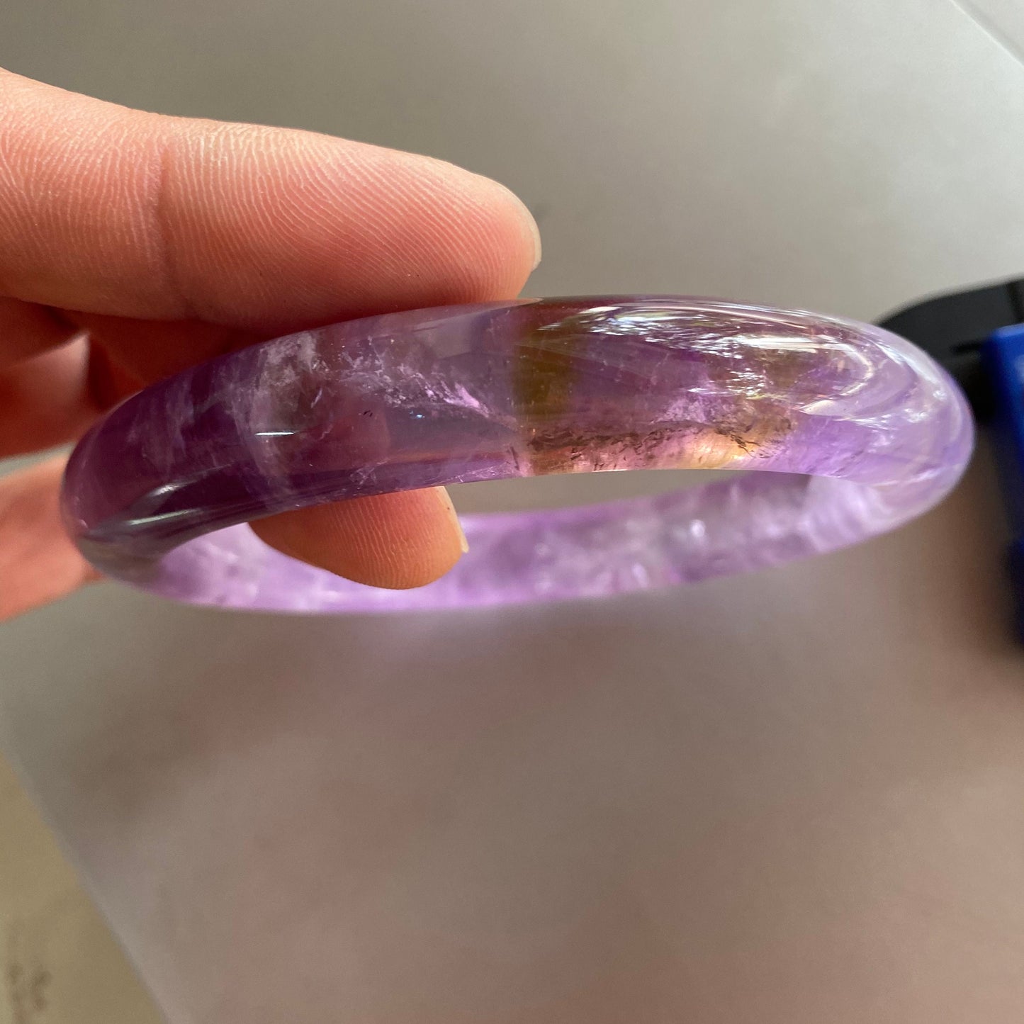 Huge size 78.6mm Natural Amethyst Round BANGLE amethystine bracelet Translucent Purple Quartz lavender crystal Chain A jade stone gift