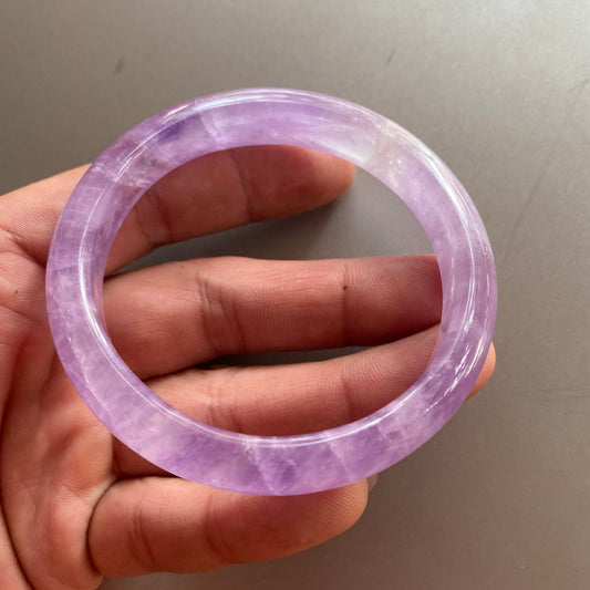 61mm Natural Amethyst Round BANGLE amethystine bracelet Translucent Purple Quartz lavender crystal Chain A jade stone gift