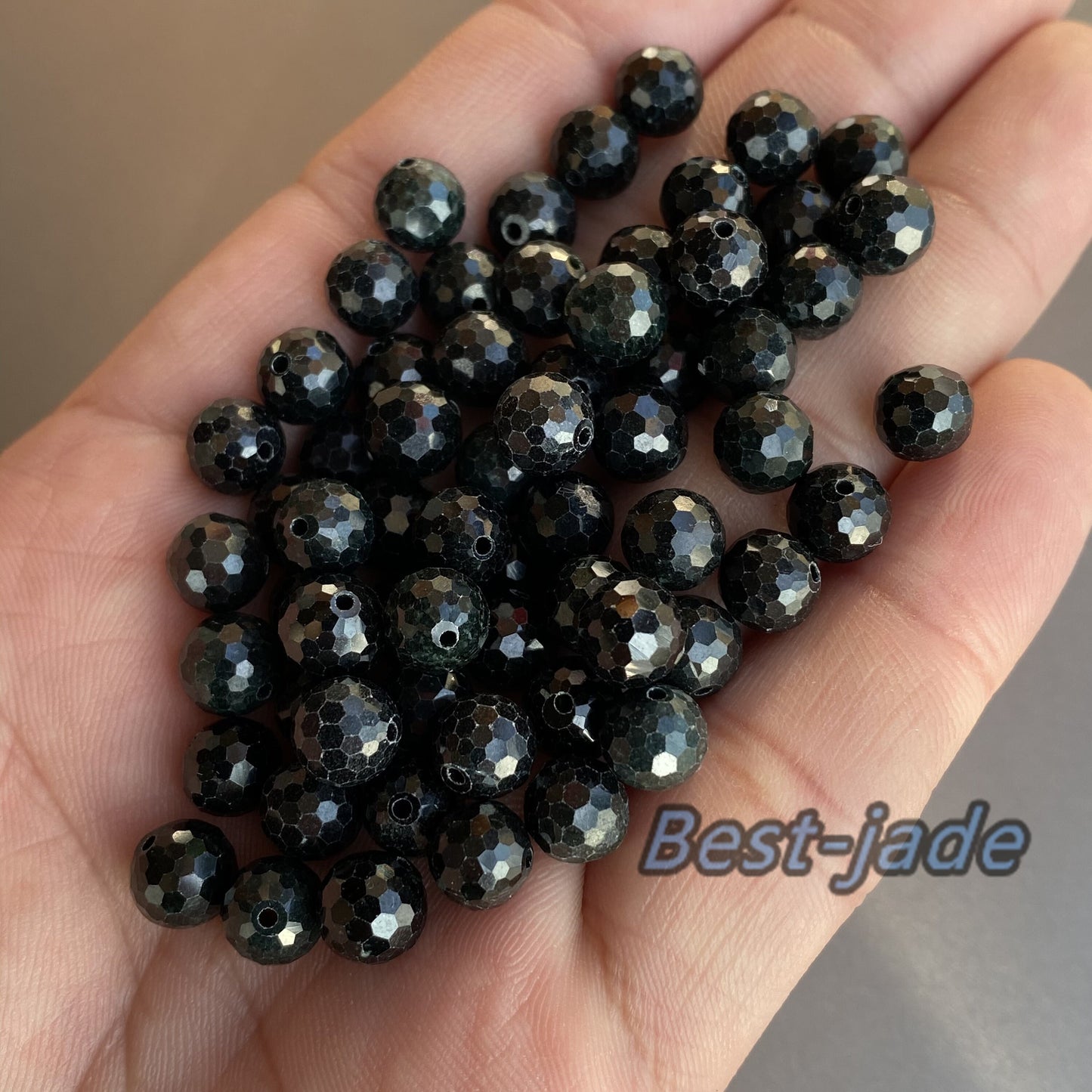 Natural black Grade A Jade Cutted Beaded Black Burma Jade bead  DIY Beads earrings drop Jewelry gift