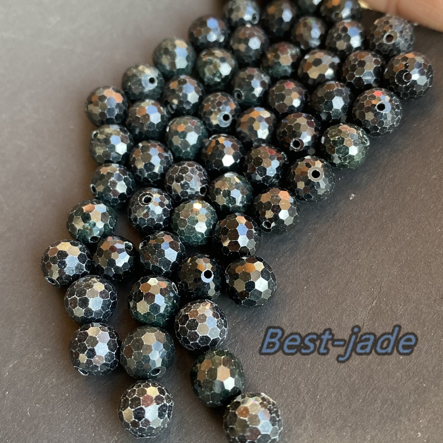 Natural black Grade A Jade Cutted Beaded Black Burma Jade bead  DIY Beads earrings drop Jewelry gift