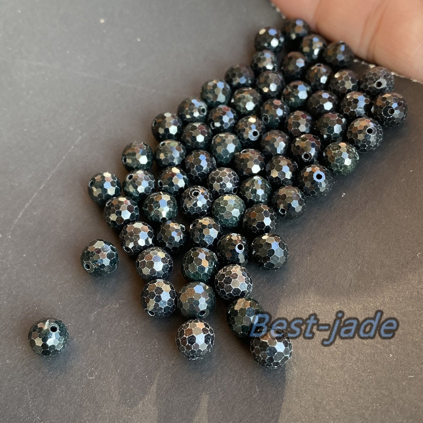 Natural black Grade A Jade Cutted Beaded Black Burma Jade bead  DIY Beads earrings drop Jewelry gift