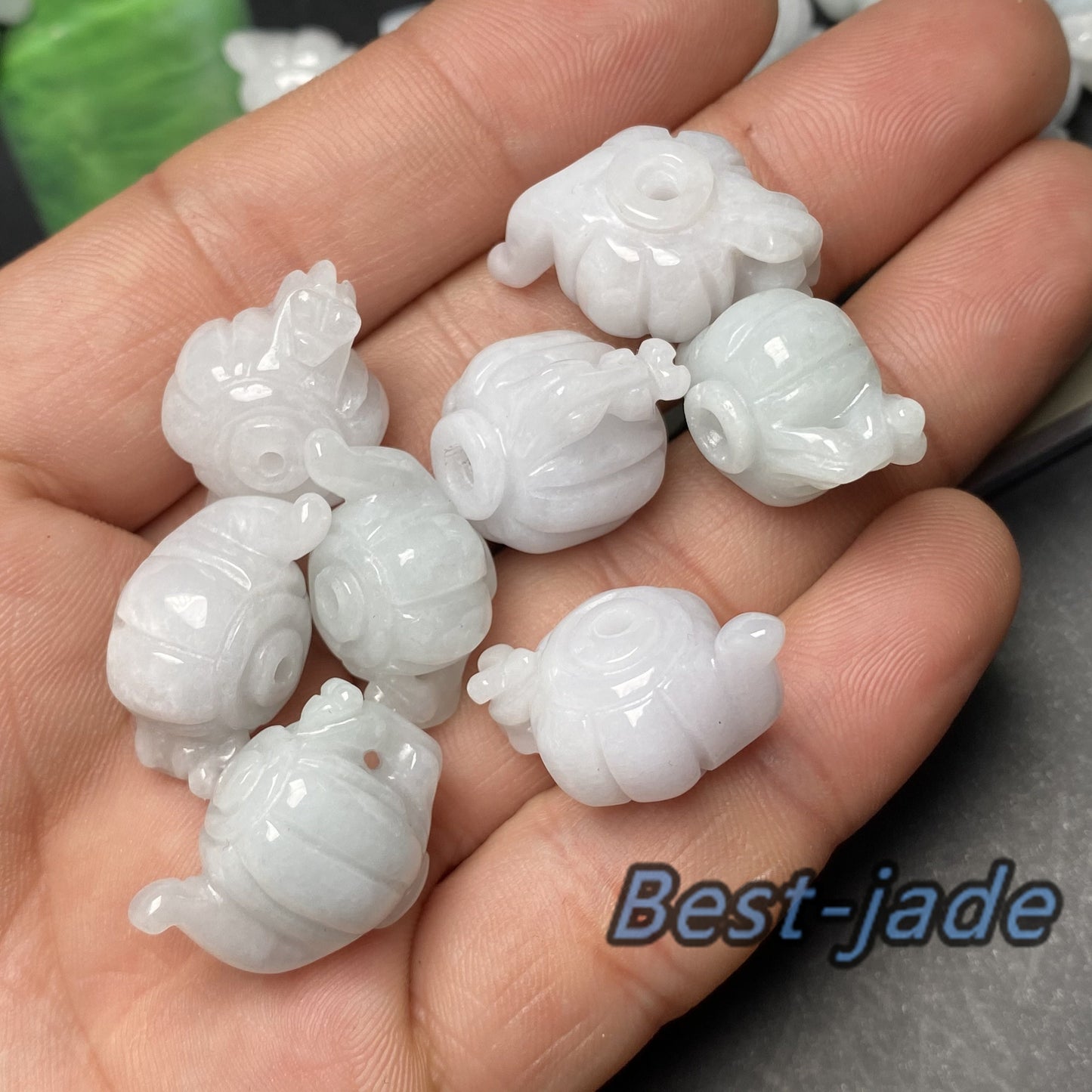 teapot shape Grade A Jade Burma jadeite Beads pearl Shell bead Type A jade Ice Myanmar Jadeite conch pendant  DIY necklace earrings 双喜临门